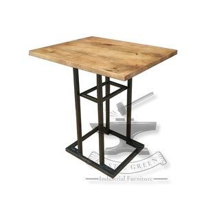 Table Basse Industrielle Vintage en Bois Massif Design Rustique Restaurant Salle à Manger Hôtel Salon Extérieur Atelier Cible en Métal - Product Image 1