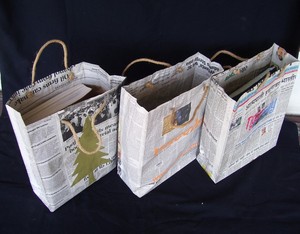 Mini Newspaper Foldable Reusable Shopping Tote <b>Bag</b> with Rope Handle and Custom Printed Logo - Product Image 3