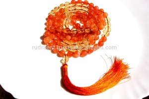 Collar largo de meditación de cornalina anudado, 108 cuentas, joyería de piedras preciosas hecha a mano - Product Image 4