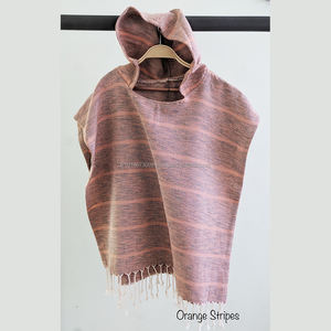 Pestemal Towel <b>Poncho</b> for Kids Brown Milky Beige Stripes PNC-TRYB-MLKY - Product Image 3