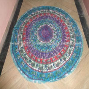 ผ้าห่มชายหาดลายมัณฑลาพิมพ์ลายมัดย้อม ผ้าฝ้ายถักทรงกลม ขนาดใหญ่ 72 นิ้ว หลากสี ใช้สำหรับกลางแจ้ง - Product Image 2