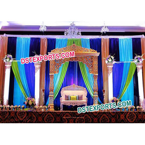 Conjunto de decoración de escenario para recepción de boda, conjunto de fibra tallada de bollwood para escenario - Product Image 1