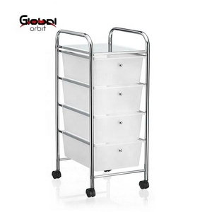 Carrito de Almacenamiento Metálico Ecológico Plegable de Dos Niveles para Platos y Tazones, Tipo Vertical, Color Blanco - Product Image 3