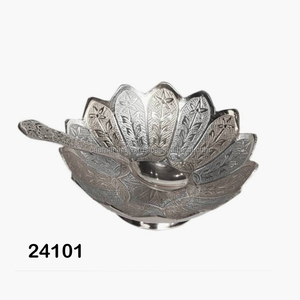 Silver Plated Brass Bowl with Spoon - Product Image 1