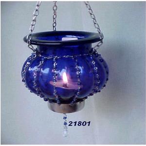 Bleu En Verre Suspendu Photophore - Product Image 1