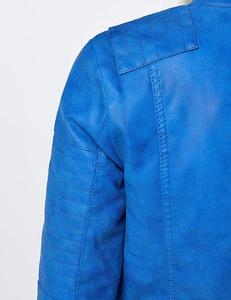 Vestes en cuir véritable pour femmes en bleu Nouveau design avec broderie Décorations de rivets de poche Personnalisé OEM Taille 5XL Printemps Mode - Product Image 3