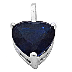 Pendentif en forme de coeur en pierre précieuse en verre bleu Bijoux en argent sterling 925 Collier à breloques en argent chic - Product Image 1