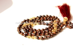Collier Long Mala 108 perles de zircone Citrine, collier de bijoux en pierres précieuses faites à la main, de qualité supérieure - Product Image 3