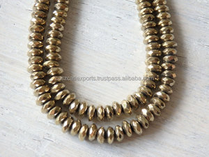 Perles en hématite à facettes pour femmes, pierres de couleur or 6x3mm, scintillantes - Product Image 3