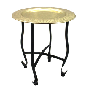 Table basse ronde en métal couleur or/noir meubles décorés de salon Table marocaine en aluminium légère - Product Image 1