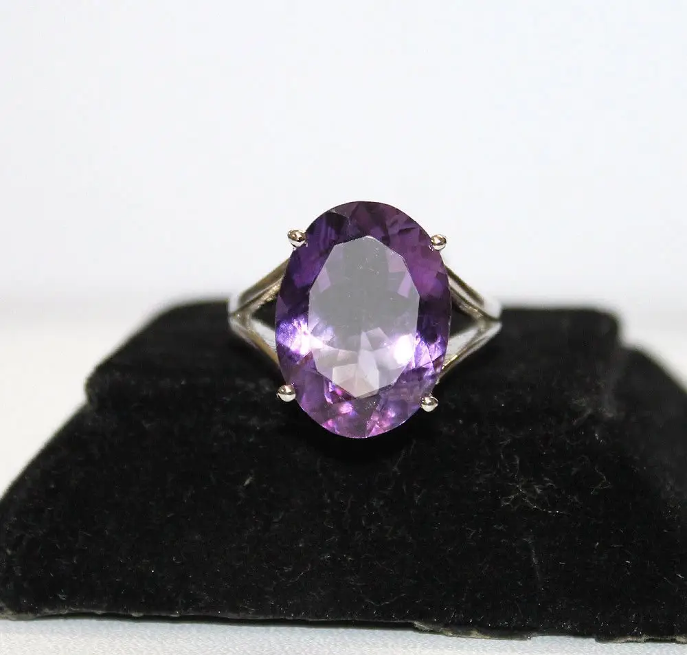 Migliore qualità 925 in argento Sterling anello Memoria gioielli naturale viola ametista polo Set di pietre preziose gioielli da donna