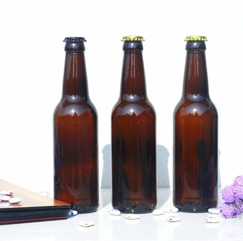 Custom logo food grade 330ml beer glass bottle amber glass beer bottle