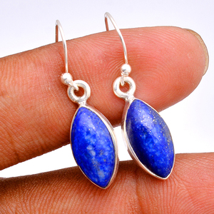 Marquise Shape Blue Lapis Gemstone 925 Sterling <b>Silver</b> <b>Dangle</b> <b>Earrings</b> Jewelry Fashionable <b>Earring</b> for Wedding, Anniversary. - Product Image 3