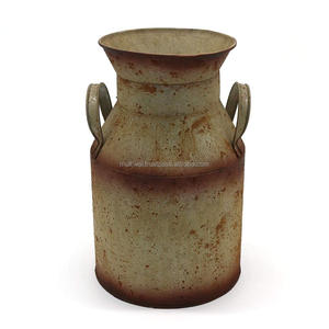 Vase en étain rustique, côtés ondulés, vase en métal galvanisé pour la décoration de la maison - Product Image 6