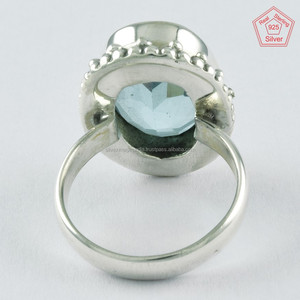 Anillo de piedra de Topacio azul ovalado Anillo de Plata de Ley 925, Anillo de Plata de Ley 925 - Product Image 4