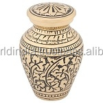 Recuerdo de urna de cremación de pájaros y flores, suministros funerarios, BRASSWORLD, INDIA - Product Image 2
