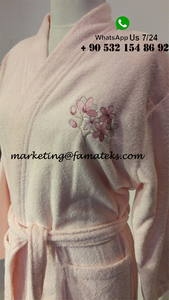 High Quality Best Price Customized 100 Cotton <b>Kimono</b> Collar Embroidered <b>Women</b> Bathrobe Robe Home Textile - Product Image 3