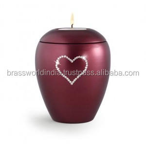 Red Tealight Holder <b>Urn</b> By Brassworld India Funeral Supplies - Product Image 6