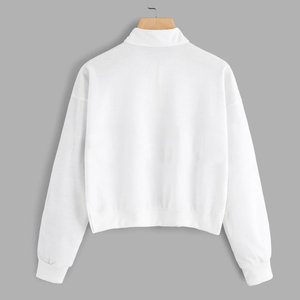 เสื้อครอปแบบสวมศีรษะสำหรับสตรี,ชุดแฟชั่นคอกลมแขนยาวสีพื้น - Product Image 5