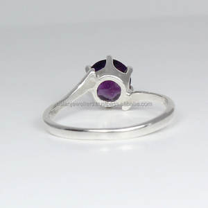 Bague en pierre naturelle Améthyste en argent sterling 925 Belle mode faite à la main Unique Meilleure vente en gros de bijoux en argent - Product Image 3