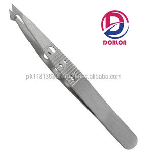 Pinzas para cejas de acero inoxidable Dorlon, Punta puntiaguda, agujeros en forma de plata, certificación CE, múltiples opciones de acabado para cejas - Product Image 1