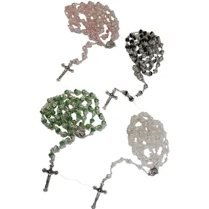 Crystal chain Rosary with Holy Land Soil