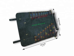 ม้วนมีดเชฟมืออาชีพน้ำหนักเบาหนังแท้พรีเมี่ยมพร้อมกระเป๋า8ช่องปรับแต่งได้ - Product Image 3