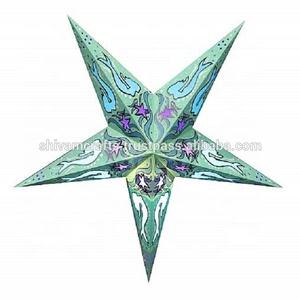 Festivals nouvelles impressions papier étoile lampes décoratives noël papier étoile lanternes noël décoratif papier étoile lampes de l'inde - Product Image 1