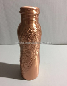 ขวด100% ทำจากทองแดงบริสุทธิ์1000มล. ขวดกีฬานำกลับมาใช้ใหม่ได้จากอินเดียสำหรับโยคะและของขวัญทางธุรกิจประโยชน์ต่อสุขภาพแบบอายุรเวท - Product Image 6