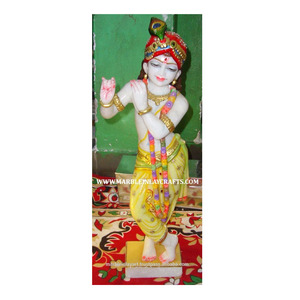 Estatua de mármol colorida de Krishna - Product Image 1