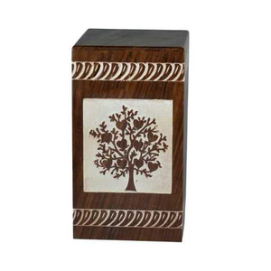 Arbol grabado antiguo conmemorativo caja de madera barata para adultos cenizas funerarias humanas urnas de cremación estilo americano/europeo - Product Image 6