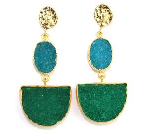 Pendientes de compromiso para mujer, joyería a la moda, color verde y azul cielo, colgantes de gota, diseño bohemio, aretes llamativos - Product Image 2
