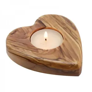 olive wood candle holder/Bethlehem heart shape tealight holder/candlestick