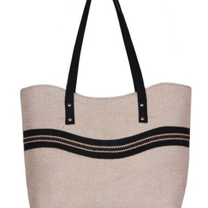 LOWELL CRAFT Handloom Geometric Jute <b>Bag</b> with Rope Handle <b>Long</b> Medium Size - Product Image 1