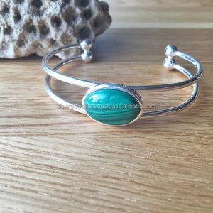 Bracelet en pierres précieuses Malachite, bijoux en argent Sterling 925, offre spéciale - Product Image 1