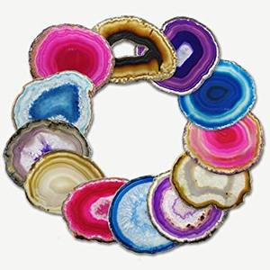 Estatuilla de piedras preciosas de ágata decoración del hogar rebanada a la venta rebanada de ágata de piedras preciosas a la venta posavasos de té para regalo - Product Image 1