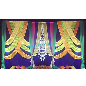 Cortina de escenario con diseño de pavo real bordado, telón de fondo colorido exclusivo para boda india - Product Image 1