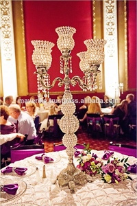 Candélabre de mariage en métal doré en cristal centre de table décoration de mariage événement fête fournitures candélabres de sol fabriqués par Shah - Product Image 6