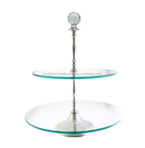 แท่นวางเค้กเงิน2ชั้นสำหรับตกแต่งทำจากอลูมิเนียมโลหะพร้อมผิวด้านสำหรับเสิร์ฟเค้กแต่งงานและจานหวาน - Product Image 6