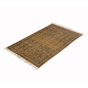 ขายส่งโบราณ4X6ฟุตโบฮีเมียนพรม,บล็อกที่ทำด้วยมือพิมพ์ผ้าฝ้ายพื้นที่พรม,สไตล์วินเทจสีเหลืองอินเดียชั้นพรม - Product Image 3