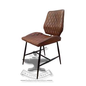 Silla de comedor Industrial Vintage Premium, muebles modernos de cuero genuino para restaurante para el hogar, sala de estar, supermercado, taller - Product Image 6
