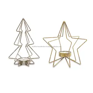 Lujoso portavelas de Año Nuevo y Navidad, soporte de luz de té de árbol de alambre de Metal, artesanías increíbles creativas indias - Product Image 1