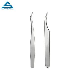 Pinzas cruzadas con mango de acero inoxidable profesional para pestañas, trabajo de cejas, mango de madera, pinzas para cejas - Product Image 2