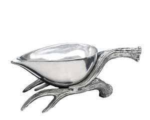 Tête de cerf en aluminium avec bol SAUCE BOAT-Décoration de table de mariage écologique faite à la main - Product Image 1