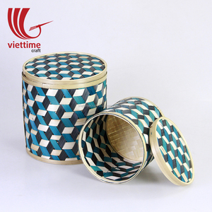 Best Selling 2022 <b>Bamboo</b> Storage Box for Tea Set Circle Shape Wholesome Gift Box Hot Product - Product Image 1