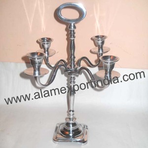 Candelabro exclusivo de 4 brazos para velas, soporte único de Metal y aluminio para decoración de centro de mesa de boda, tamaño personalizado, Base de cristal, estilo INS - Product Image 1