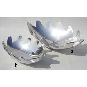 Bandeja de diseño de Metal para servir té de níquel crudo, con diseño de anidación con mango, forma de hoja, de latón antiguo, dorado y plateado - Product Image 3