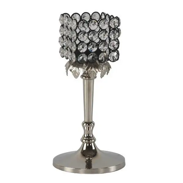 Candelabro de cristal de Metal para el hogar, soporte de lujo para aspas del hogar, decoración del hogar, color plateado para el mejor pulido en venta