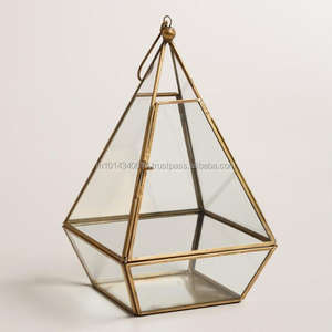 Lanterne en verre moderne, lanternes à bougie, terrarium décoratif de mariage, Collection Vintage, lanterne à bougie, lanterne en métal de taille moyenne - Product Image 1