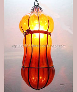 โคมไฟ LED เหล็กดัดแก้วสีส้มเป่าด้วยมือ B61แขวนไฟกลางคืนพร้อมแหล่งพลังงานไฟฟ้าสำหรับงานเฉลิมฉลองปีใหม่ - Product Image 2